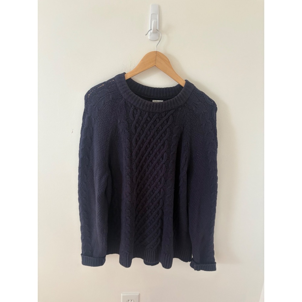Abercrombie & Fitch Navy Blue Oversized Cable Knit Sweater Medium Mens Womens